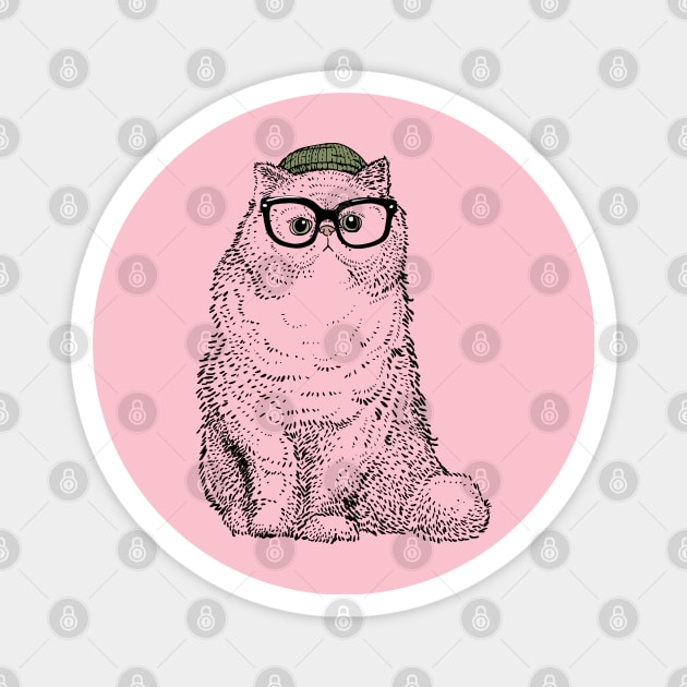 Hipster Cat Cat Magnet by huebucket